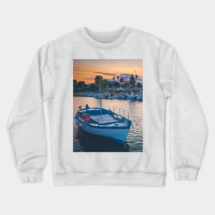 Seaport Summer Sunset Sky Boats Crewneck Sweatshirt